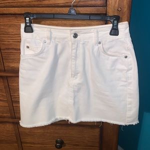 White denim mini skirt